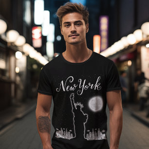 Ney York City Night Life Sky Line Statue Liberty  T-Shirt