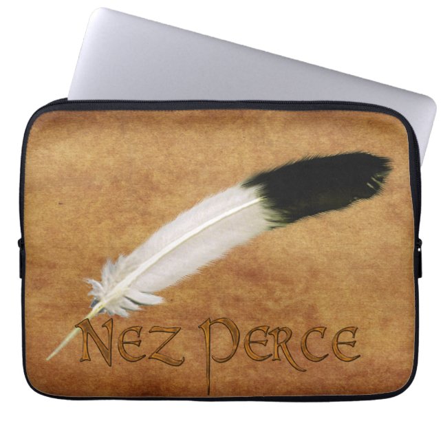 NEZ PERCE Native American Feather Laptop Sleeve (Front)