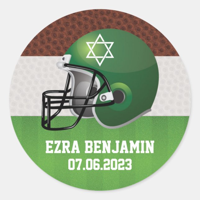 NFL American Football Bar Mitzvah Classic Round Sticker (Front)