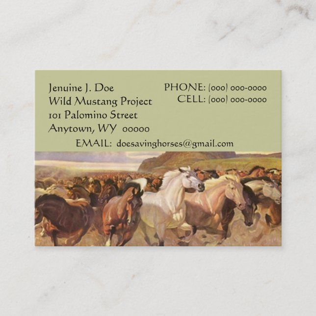 NFP WILD MUSTANG HORSES CONTACT BUSINESS CARD (Front)