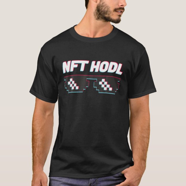 NFT Currency With Sunglasses Crypto NFT Hodl Trade T-Shirt (Front)