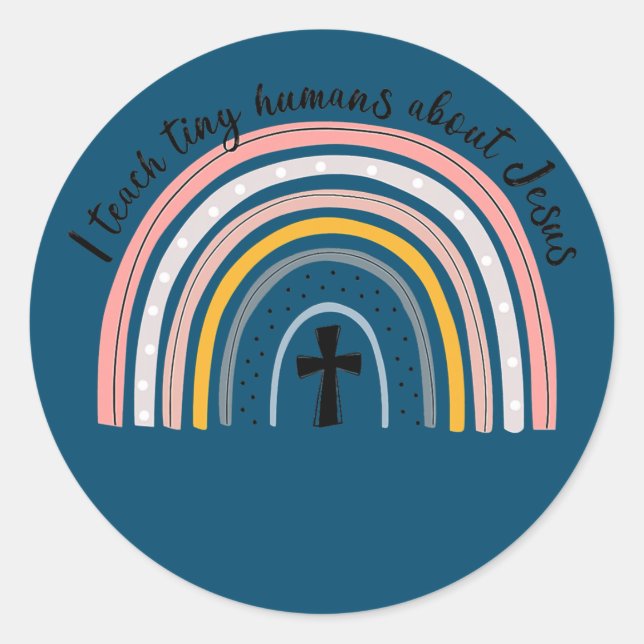 NG0M I Teach Tiny Humans About Jesus Teacher Classic Round Sticker (Front)