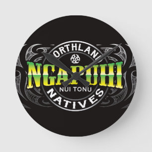 Ngapuhi Lifer Chrome Round Clock