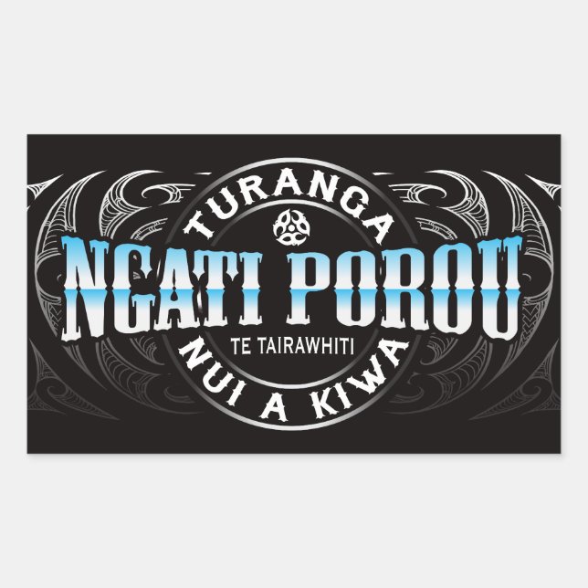 Ngati Porou Lifer Moko Chrome Rectangular Sticker (Front)