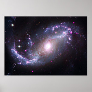 NGC 1672   Spiral Galaxy   Space Telescopes Poster