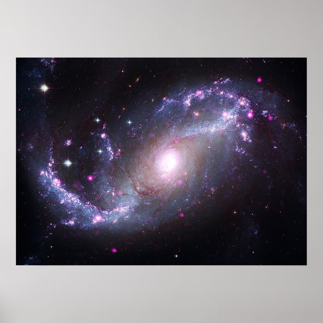 NGC 1672 | Spiral Galaxy | Space Telescopes Poster (Front)