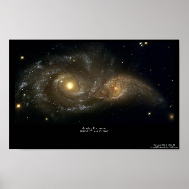 NGC-2207 and IC-2163 Grazing Galaxies Poster (Front)