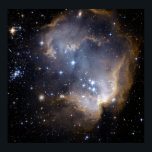 NGC 602, N90 POSTER<br><div class="desc">This image depicts bright blue newly formed stars that are blowing a cavity in the centre of a fascinating star-forming region known as N90. The high energy radiation blazing out from the hot young stars in N90 is eroding the outer portions of the nebula from the inside, as the diffuse...</div>