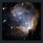 NGC 602, N90 POSTER<br><div class="desc">This image depicts bright blue newly formed stars that are blowing a cavity in the centre of a fascinating star-forming region known as N90. The high energy radiation blazing out from the hot young stars in N90 is eroding the outer portions of the nebula from the inside, as the diffuse...</div>