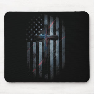 Nge American Flag And Cross Faith Family Dom Usa F Mouse Pad
