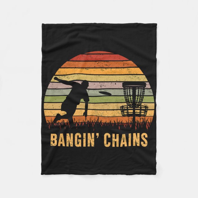 Ngin' Chains Disc Golf Retro Golfing Player Funny  Fleece Blanket (Front)