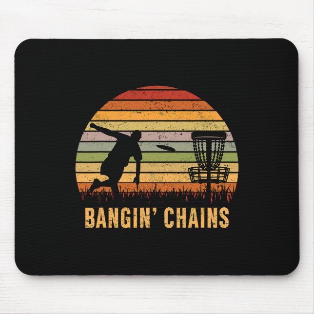 Ngin' Chains Disc Golf Retro Golfing Player Funny  Mouse Pad (Front)