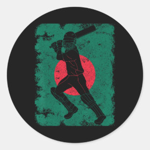 Ngladesh Cricket Player Ngladeshi Flag Pride Vinta Classic Round Sticker