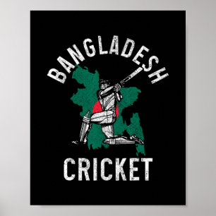 Ngladesh Cricket Player Ngladeshi Flag Pride Vinta Poster