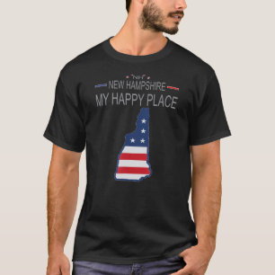 NH New Hampshire My Happy Place USA States Flag M T-Shirt