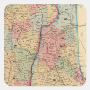 NH, Vermont Map by Mitchell Square Sticker