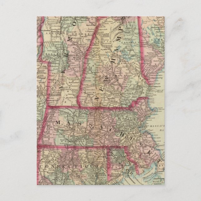 NH, Vt, Mass, RI, Conn Postcard (Front)