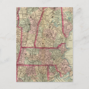 NH, Vt, Mass, RI, Conn Postcard