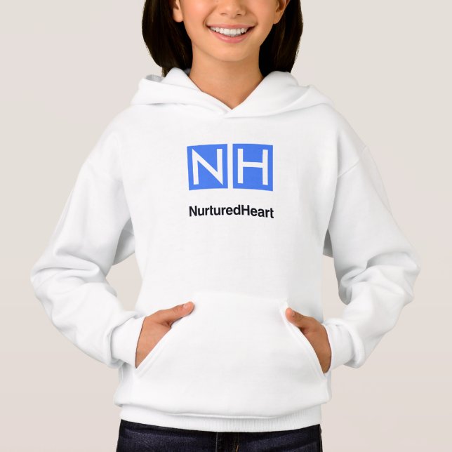 NHI Kids White Pullover Hoodie with pockets (Front)