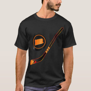 NHL PA Black Orange Stick and Puck T-Shirt