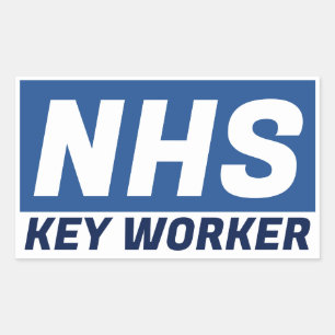 NHS KEY WORKER RECTANGULAR STICKER