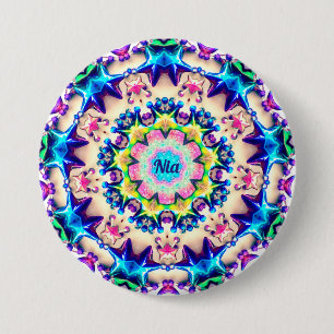 NIA ~ Birthday Star Pattern Personalised ~ 7.5 Cm Round Badge