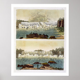 Niagara Falls, 1818 (colour engraving) Poster
