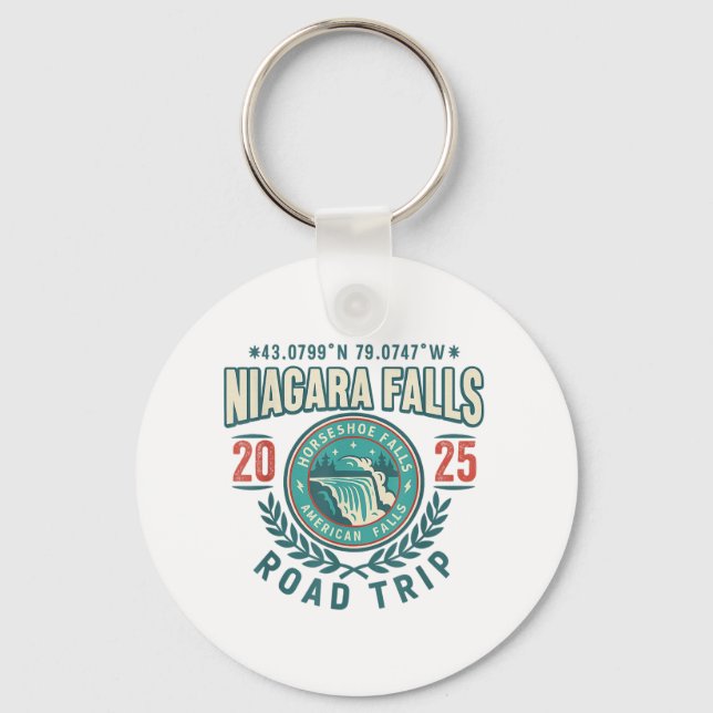 Niagara Falls 2025 Coordinates Road Trip Souvenir  Key Ring (Front)
