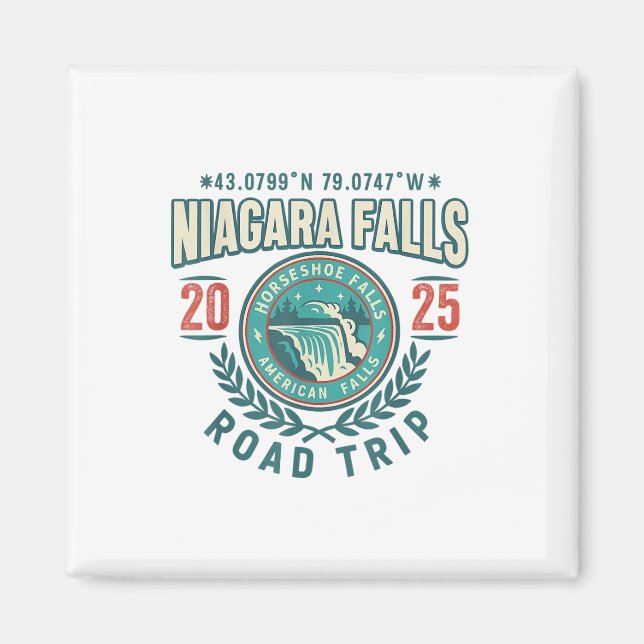 Niagara Falls 2025 Coordinates Road Trip Souvenir  Magnet (Front)