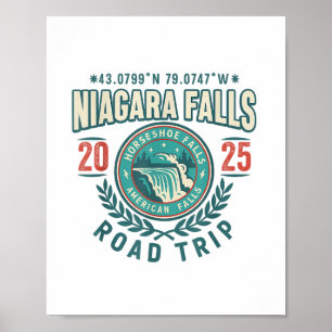 Niagara Falls 2025 Coordinates Road Trip Souvenir Poster