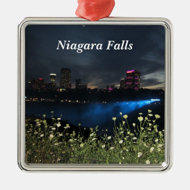 Niagara Falls at Night Metal Ornament (Front)