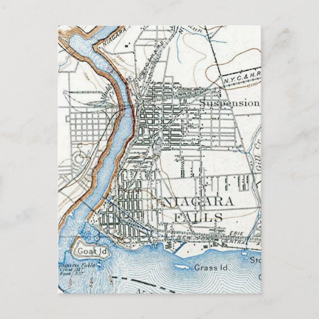 Niagara Falls Birds Eye View Map Postcard (Front)