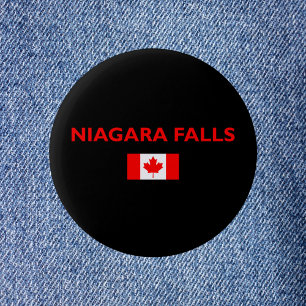 Niagara Falls Canada Canadian Flag Dark Colour 6 Cm Round Badge