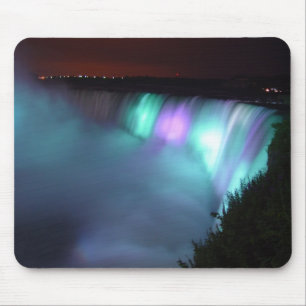 Niagara Falls Canada Night Purple Aqua Mousepad