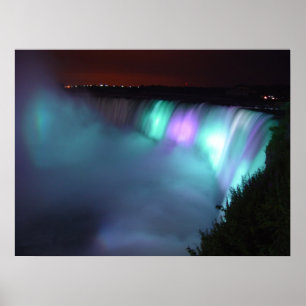 Niagara Falls Canada Night Purple Aqua Poster