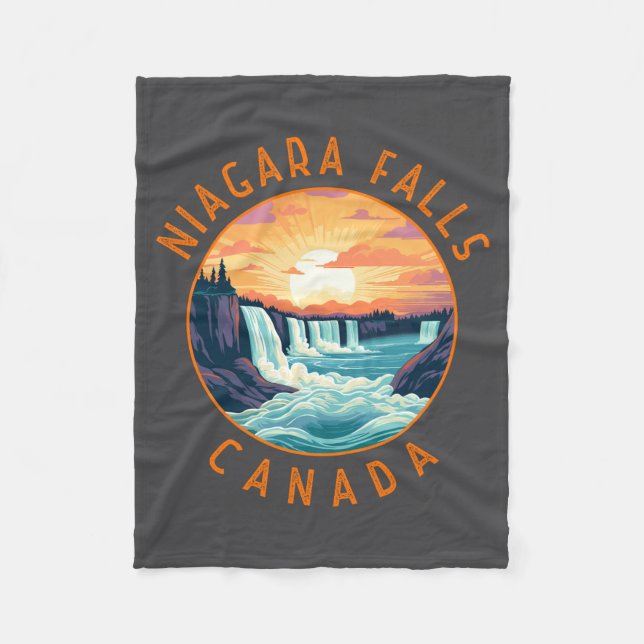 Niagara Falls Canada Retro Distressed Circle _1  Fleece Blanket (Front)