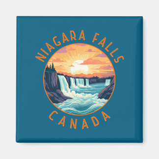 Niagara Falls Canada Retro Distressed Circle _1  Magnet