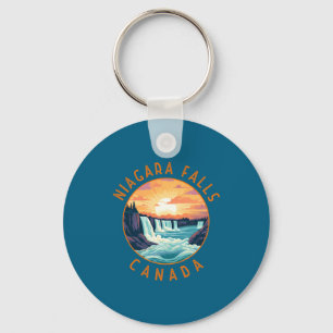 Niagara Falls Canada Retro Distressed Circle Key Ring