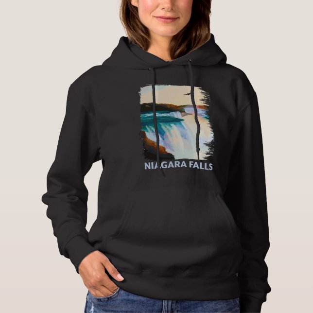 Niagara Falls Canada USA Skyline Silhouette Outlin Hoodie (Front)