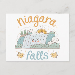 Niagara Falls Cute Smiling Cartoon Illustration Holiday Postcard