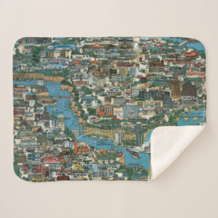 Niagara Falls Map Sherpa Blanket