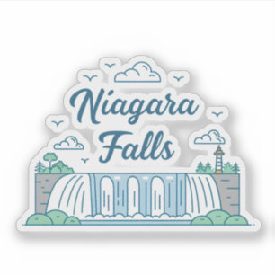 Niagara Falls Minimal Flat Design Illustration