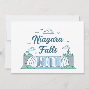 Niagara Falls Minimal Flat Design Illustration Holiday Card