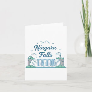 Niagara Falls Minimal Flat Design Illustration Holiday Card