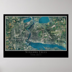 Niagara Falls New York - Ontario From Space Poster