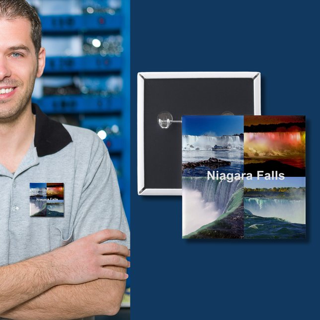 Niagara Falls New York Photo Views 15 Cm Square Badge (Niagara Falls New York Photo Views Pinback Button)