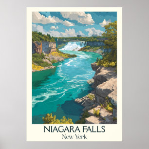 Niagara Falls New York Vintage Waterfall Art Poster