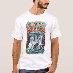 Niagara Falls NY USA Cute Retro Landscape T-Shirt