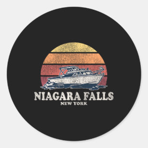 Niagara Falls Ny Vintage Boating 70s Retro Boat De Classic Round Sticker