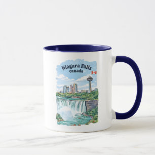 Niagara Falls Ontario Canada Watercolor Skyline Mug